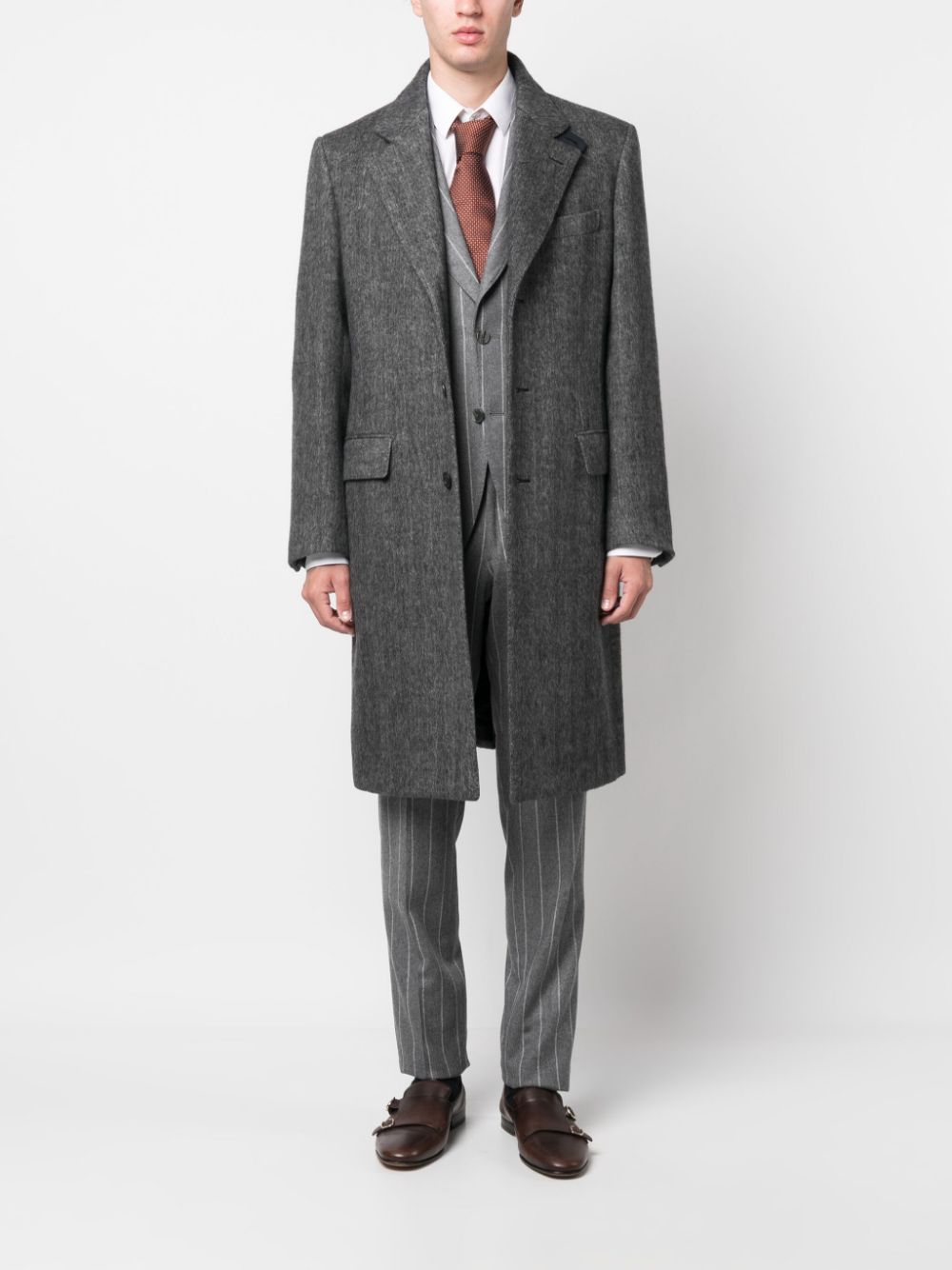 Brioni single-breasted wool overcoat - Grijs