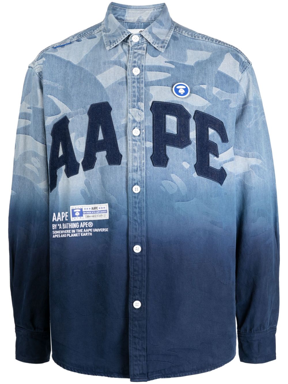 Logo-patch Cotton Shirt In Blue