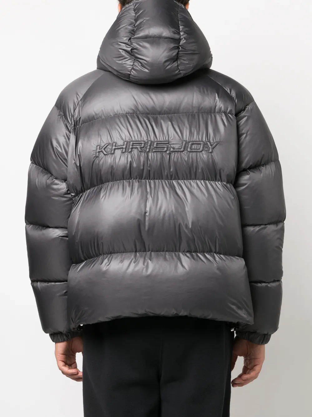 Shop Khrisjoy Logo-embossed Padded Down Jacket In Grey