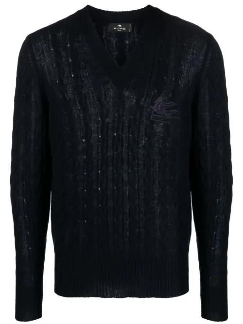 Pull en cachemire à logo brodé - ETRO - Modalova