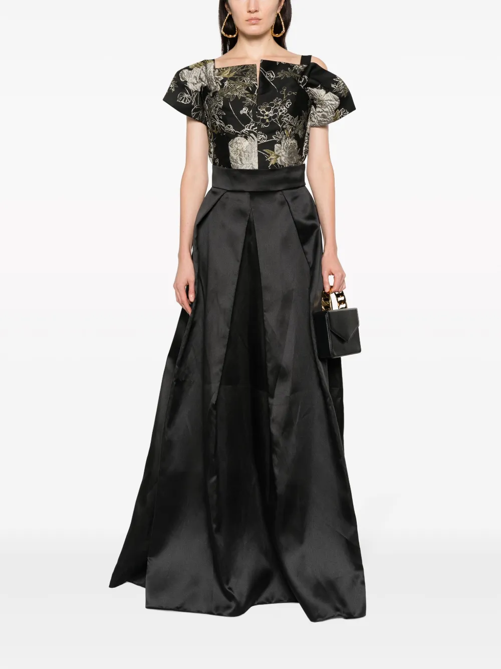 Shop Gemy Maalouf Pleated Satin Maxi Skirt In Black