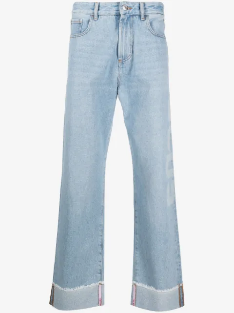 GCDS logo-patch straight-leg jeans