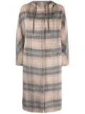 Fabiana Filippi brushed plaid-check hooded coat - Grey