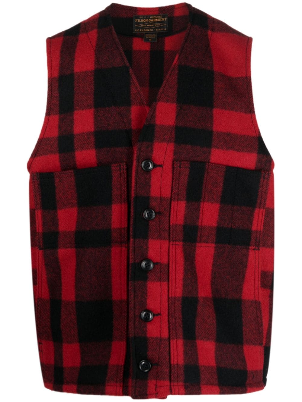 Shop Filson Mackinaw Plaid-check Wool Gilet In Rot