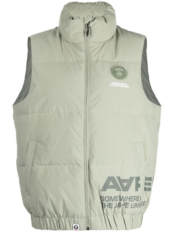 AAPE BY *A BATHING APE® logo-patch puffer gilet - White