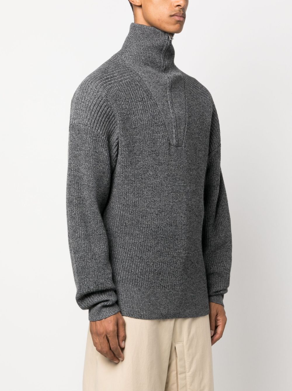 Shop Marant Half-zip Wool Jumper In Grey