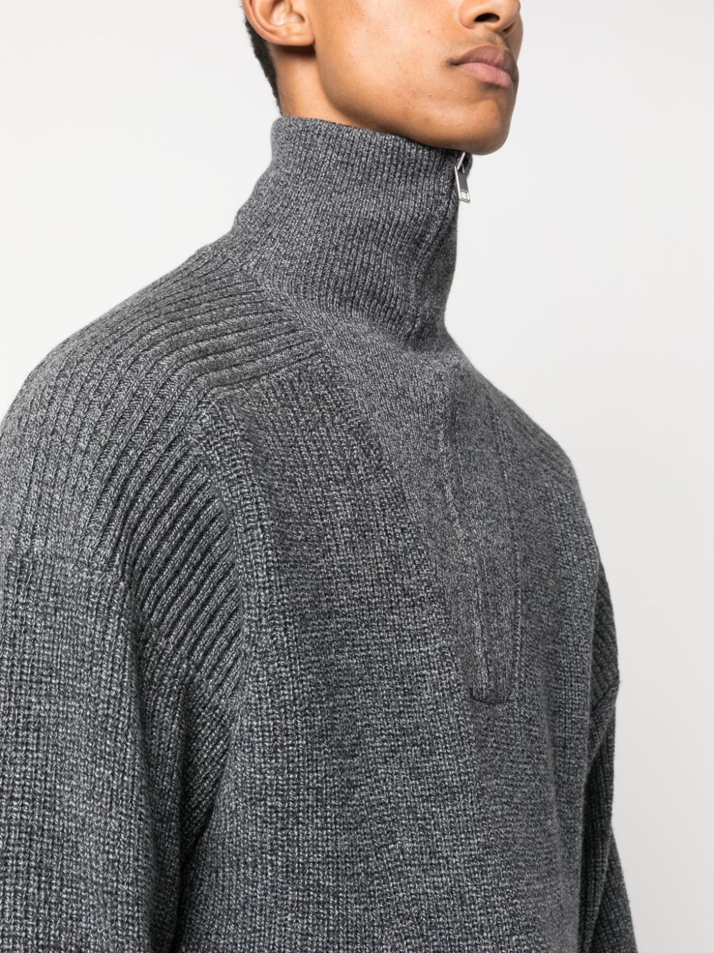 Shop Marant Half-zip Wool Jumper In Grey