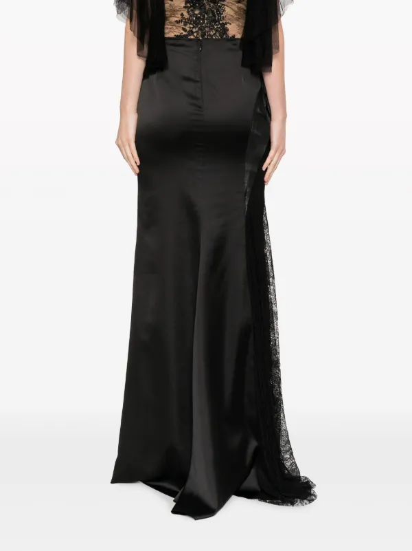 Gemy Maalouf floral-detailing Satin Maxi Skirt Black FARFETCH IN