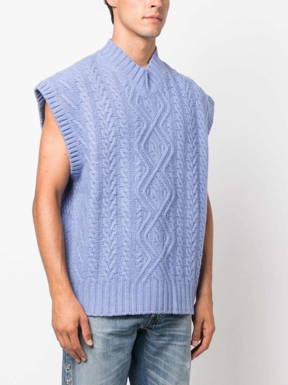 Shop Martine Rose Boiled Cable-knit Vest In Blue