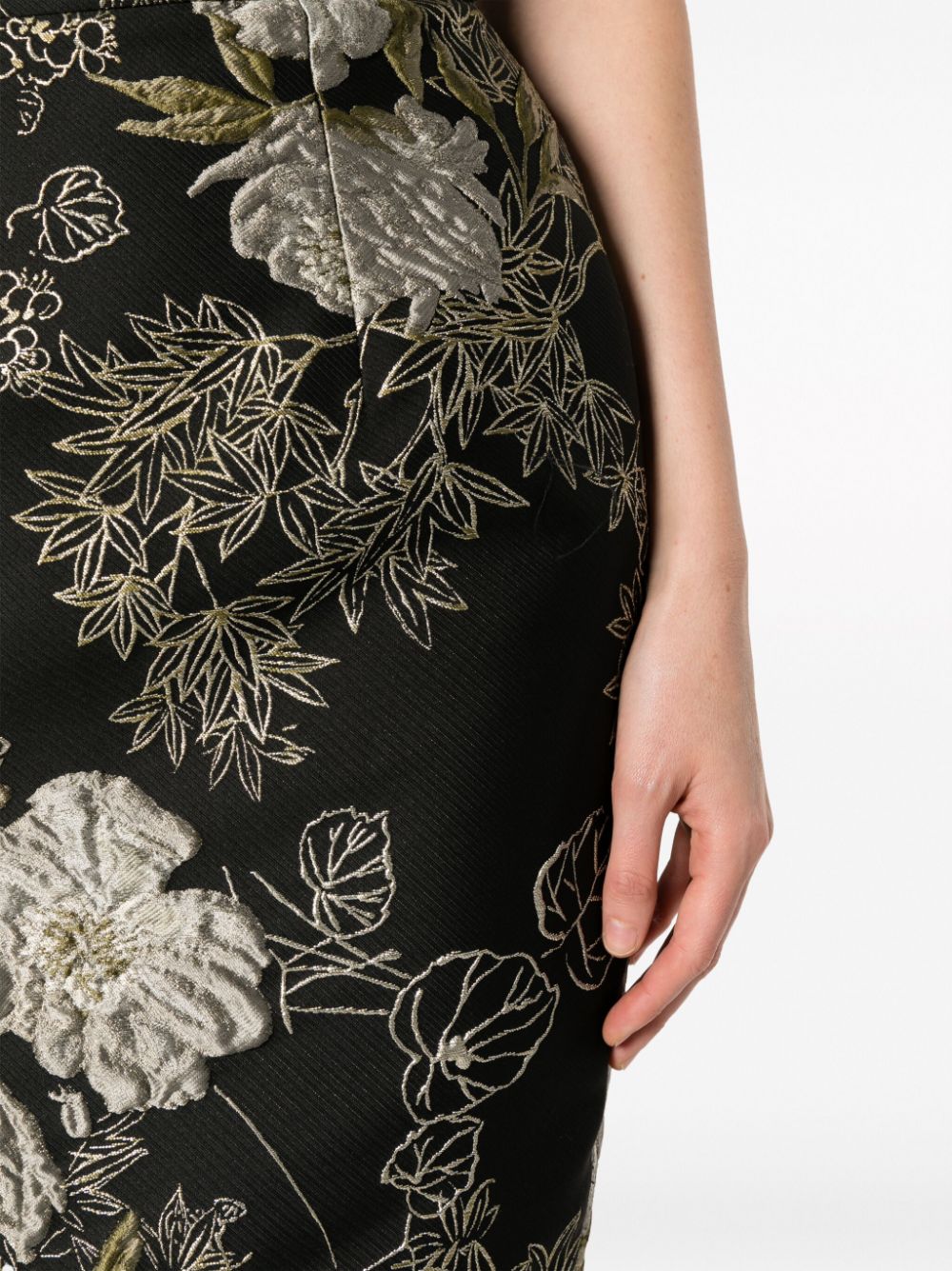 Shop Gemy Maalouf Brocade-effect Peplum Midi Skirt In Black