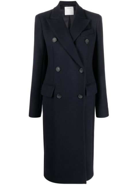 Sportmax double-breasted padded shoulder peacoat