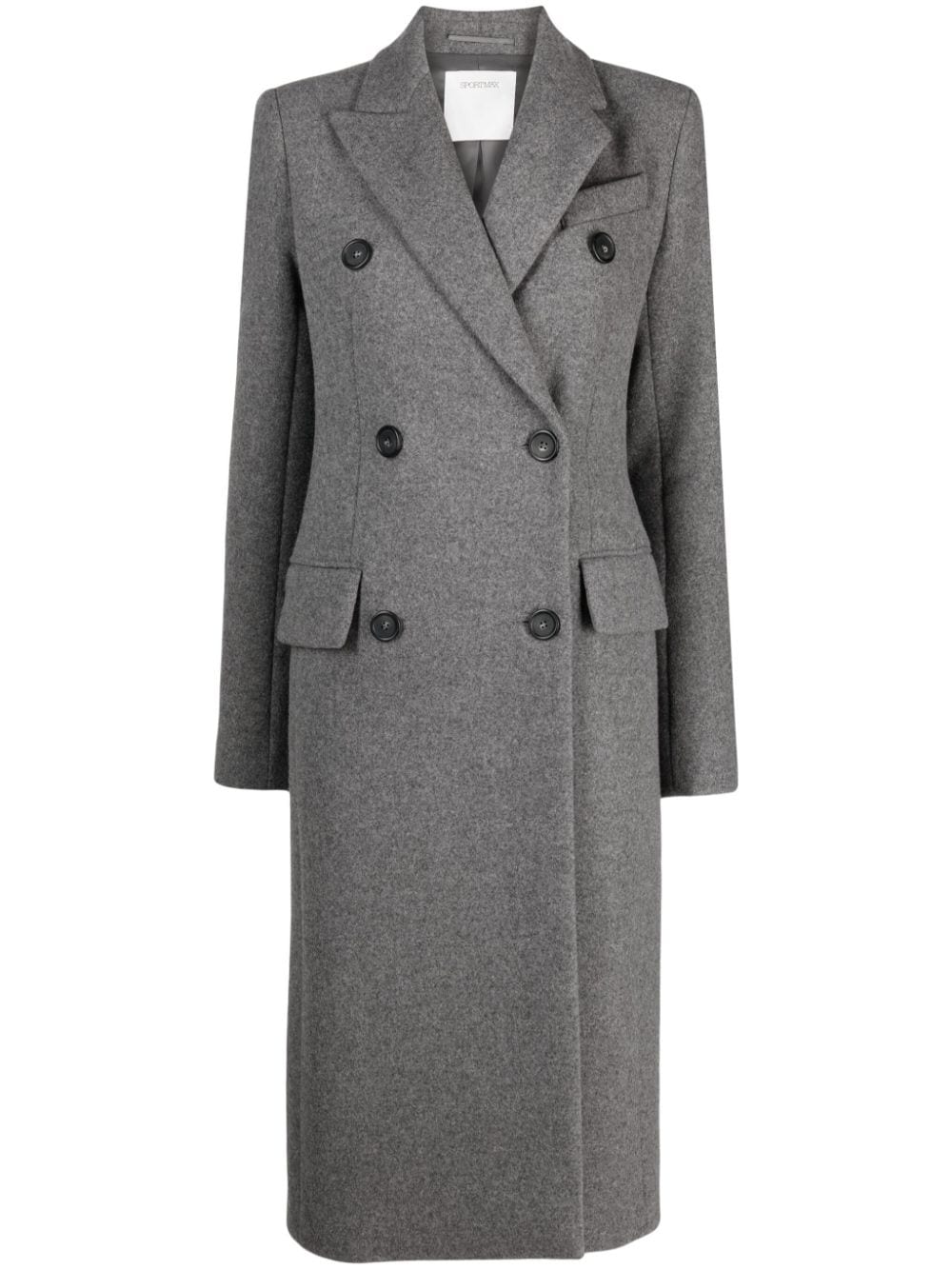 Shop Sportmax Double-breasted Wool-cashmere Coat In Grey