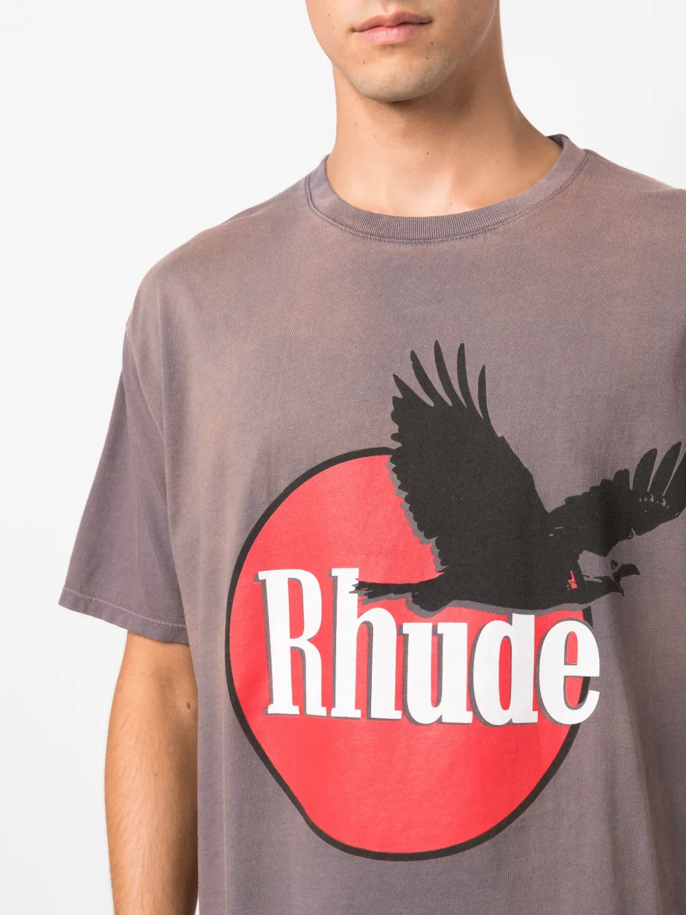 RHUDE logo-print Cotton T-shirt | Grey | FARFETCH JO