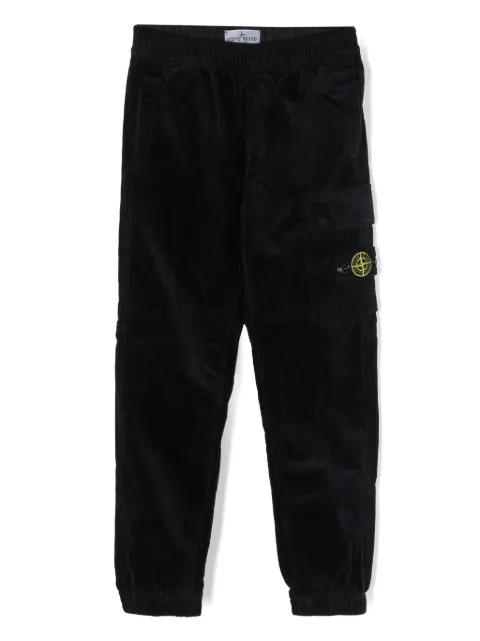Stone Island Junior pantalones de pana con motivo Compass