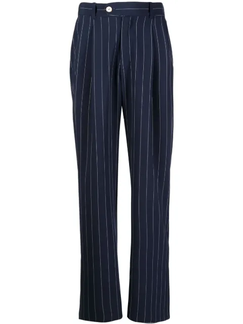 Late Checkout pinstripe-pattern virgin wool trousers