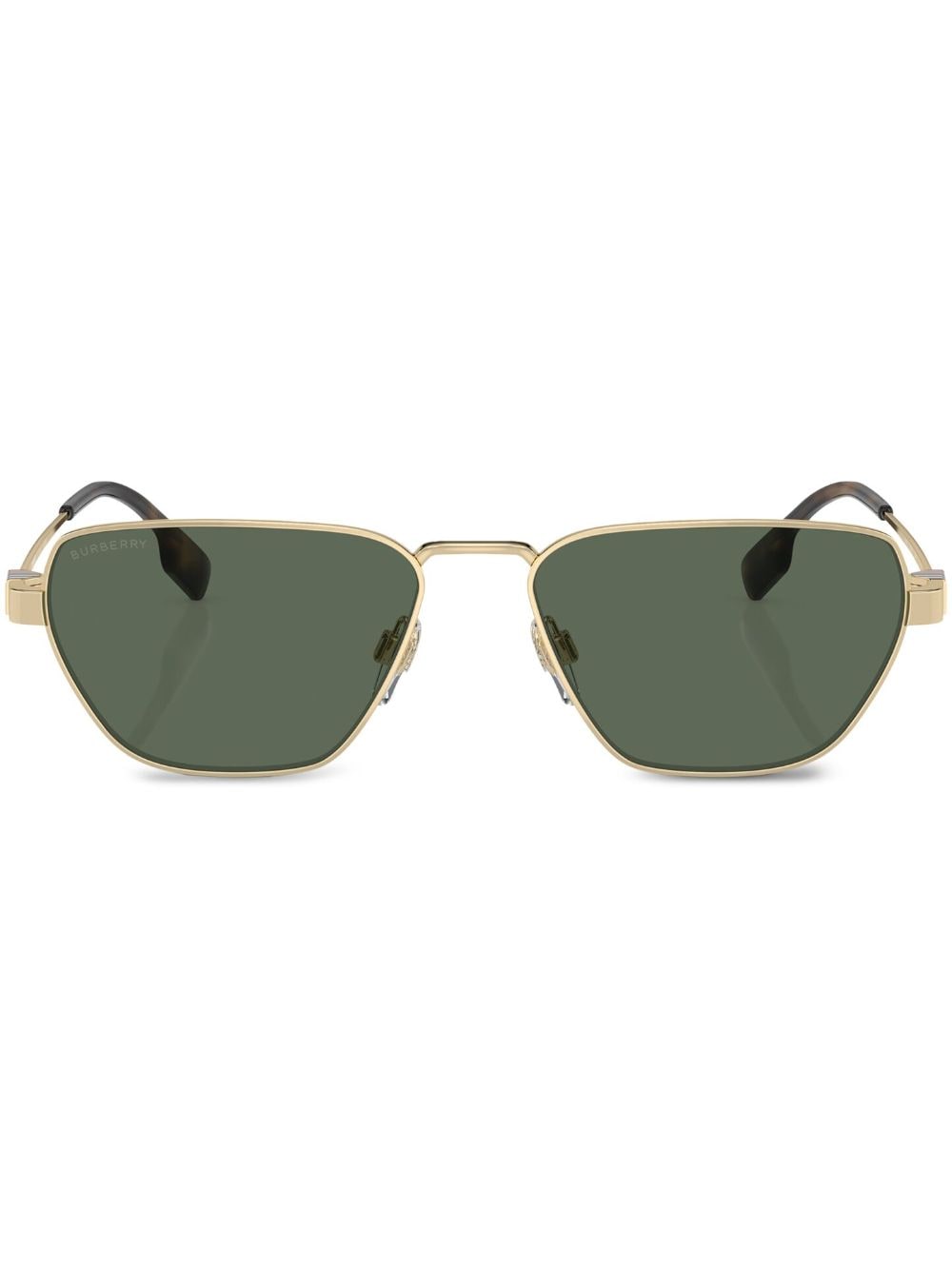 burberry eyewear lunettes de soleil géométriques à motif vintage check - or