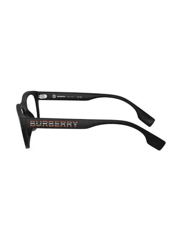 Burberry Eyewear logo print rectangle frame Glasses Black FARFETCH BE