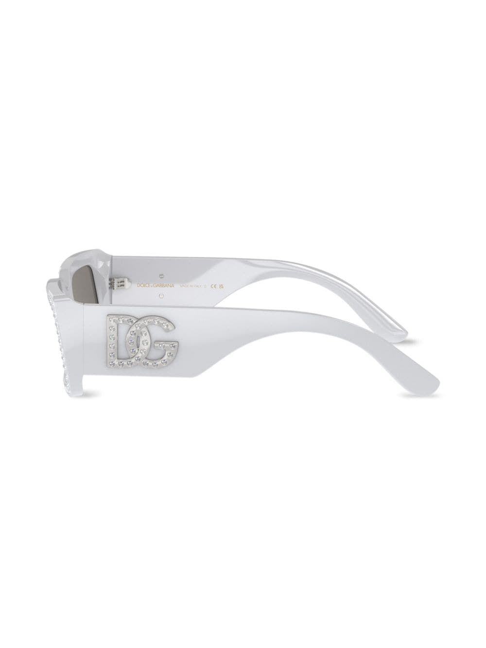 Shop Dolce & Gabbana Crystal-embellished Rectangle-frame Sunglasses In Grau