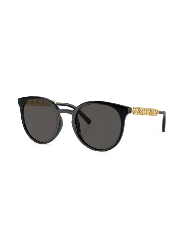 Dolce & Gabbana Black Sunglasses with Chain Statement Sunglasses in Black and gold for Women  main image 2