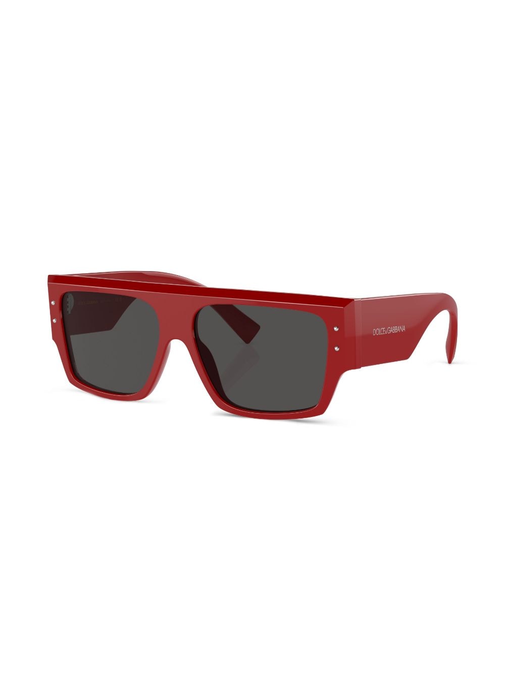 Shop Dolce & Gabbana Logo-print Rectangle-frame Sunglasses In Red