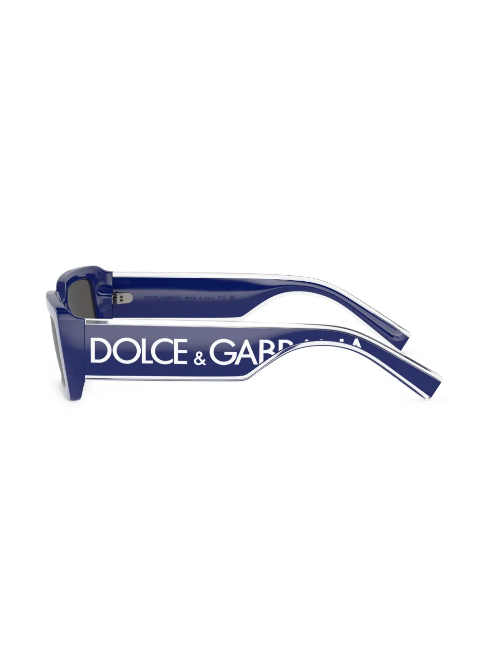 Shop Dolce & Gabbana Logo-print Rectangle-frame Sunglasses In Blau