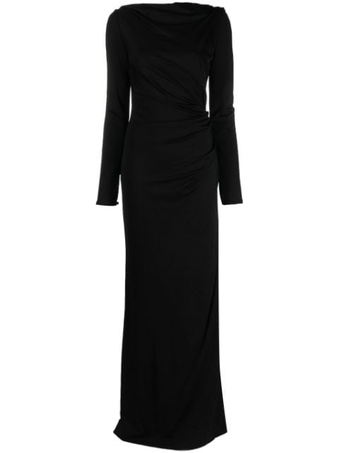 Del Core gathered long-sleeve gown