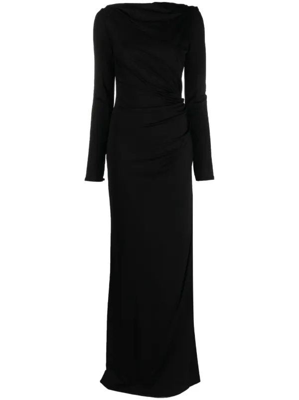 floor length long sleeve red dress Wine Red Ball Gown Prom Dresses Lace Long Sleeves main image 0