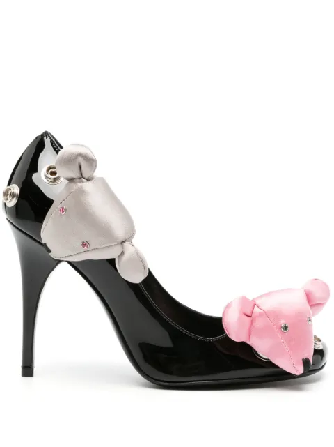 Bruno Frisoni 105mm bear-motif leather pumps 