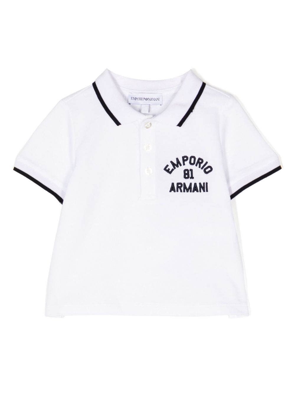 Emporio Armani Babies' Logo-embroidered Cotton Polo Shirt In White