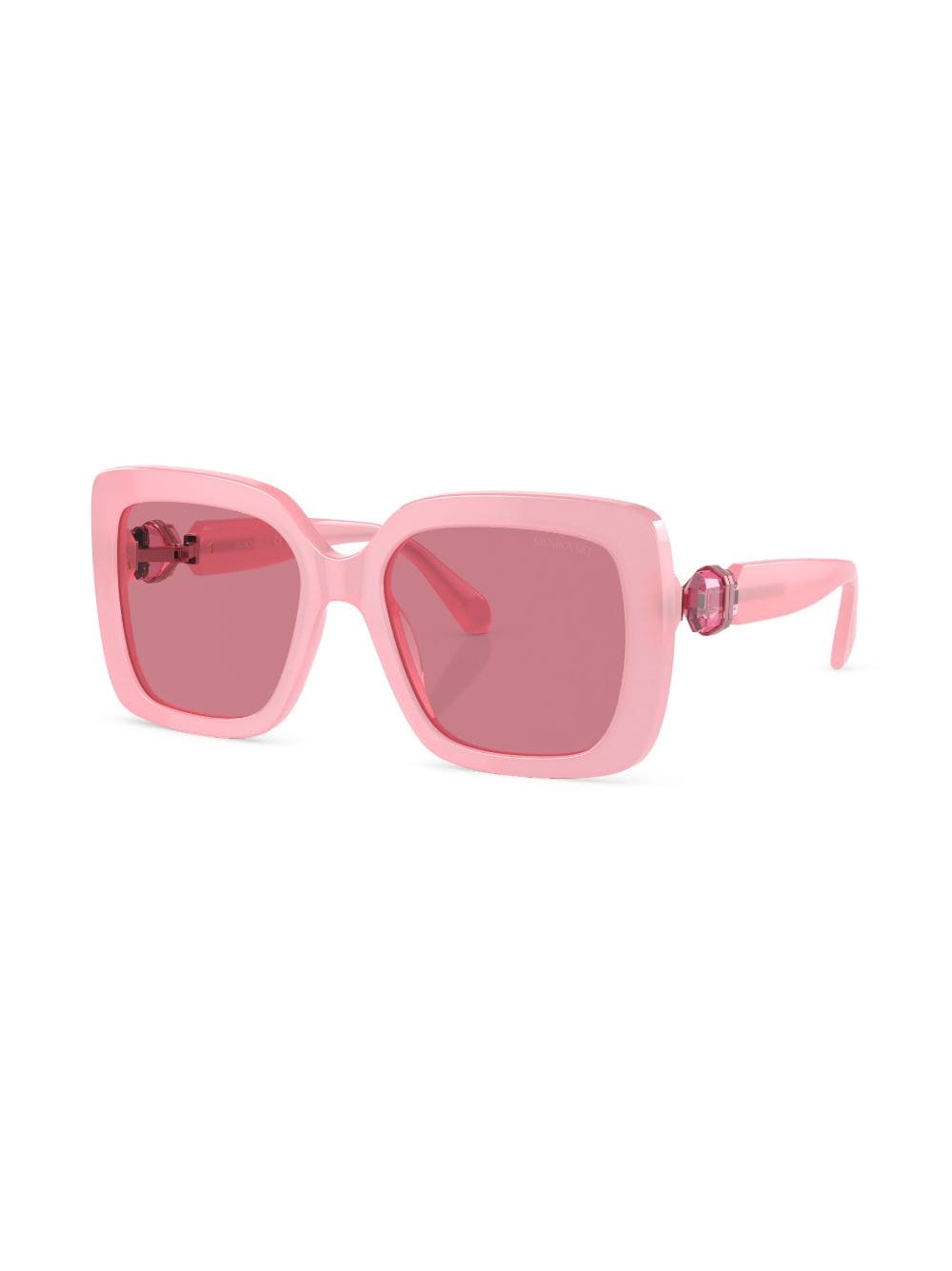 Shop Swarovski Crystal-embellished Rectangle-frame Sunglasses In Pink