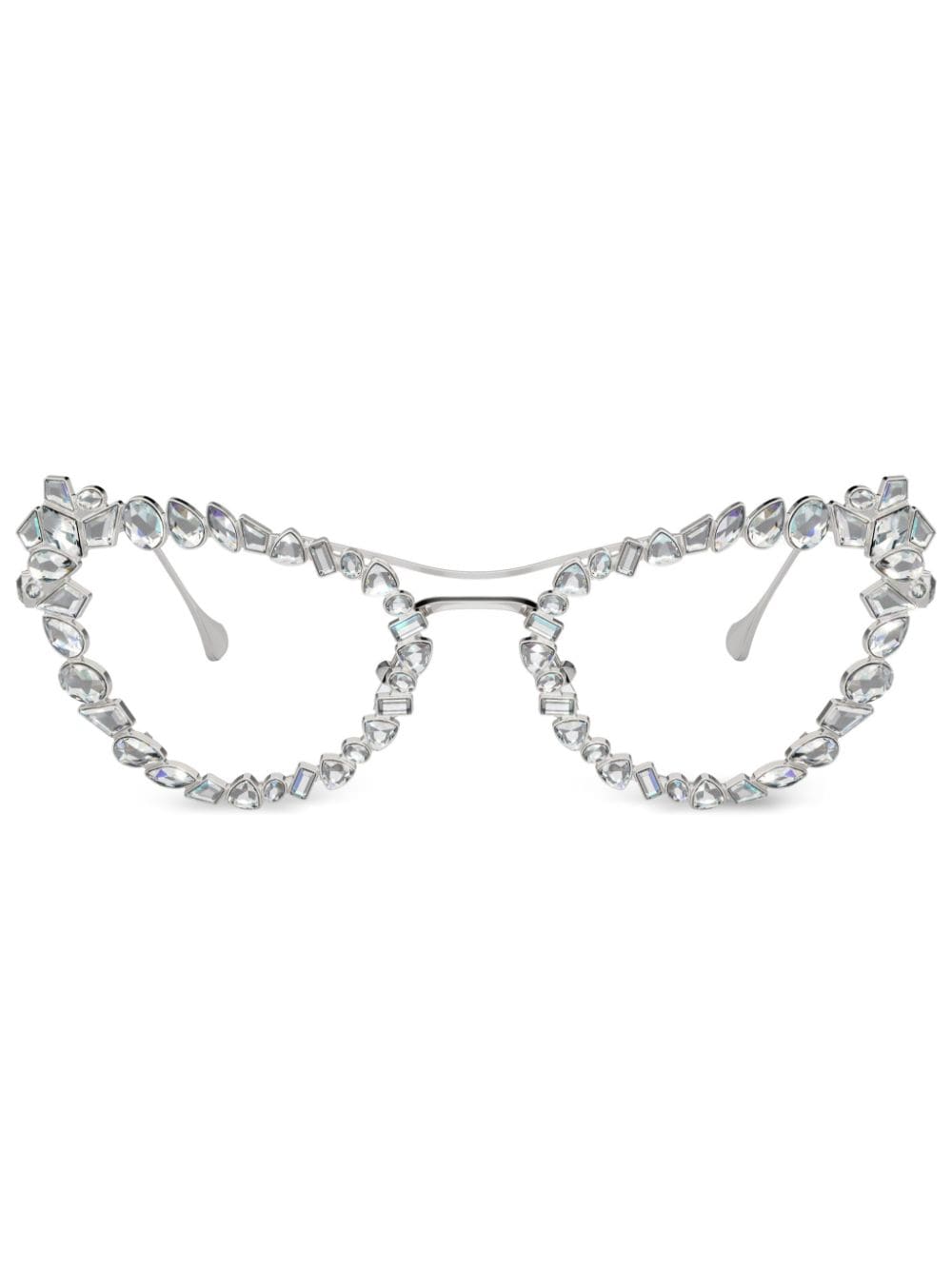 Shop Swarovski Crystal-embellished Clip-on Frame Glasses In Silver