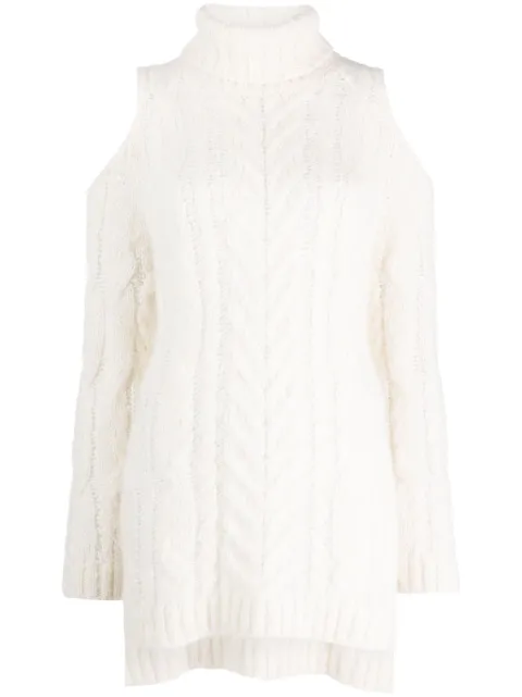 P.A.R.O.S.H. cold-shoulder cable-knit jumper