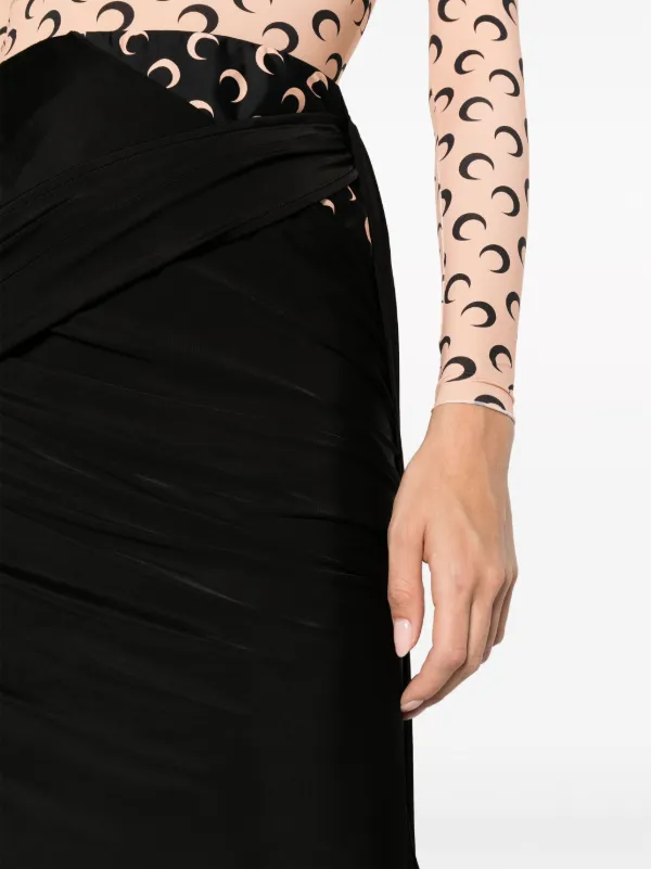 Marine Serre Draped Midi Asymmetric Skirt | Black | FARFETCH HK