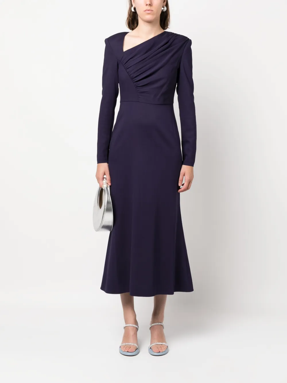 Roland Mouret Asymmetric long-sleeve Midi Dress - Farfetch