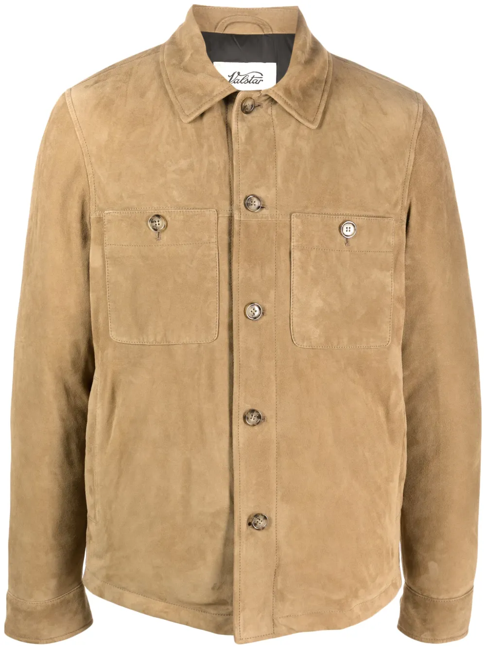 Valstar Straight-point Collar Leather Jacket In Brown