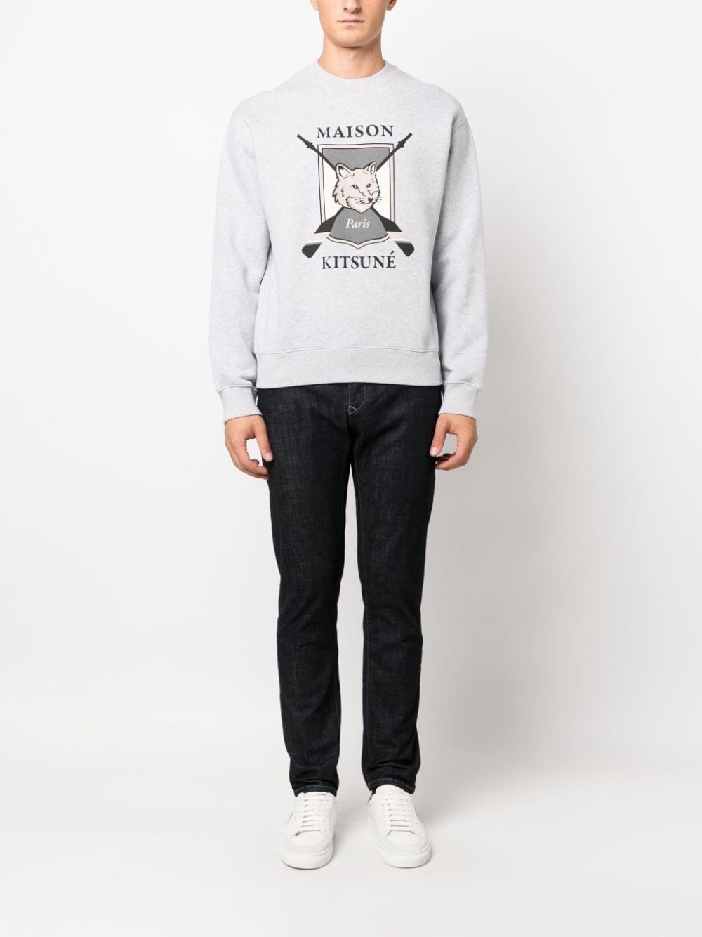 Maison Kitsuné Sweater met logoprint - Grijs