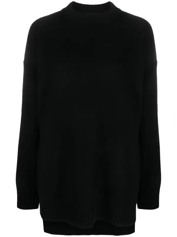 Jil Sander Long-sleeve Crew-neck Wool Jumper in Black