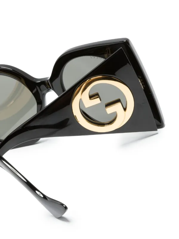 Gucci Eyewear Óculos De Sol Quadrado Oversized | Preto | FARFETCH BR