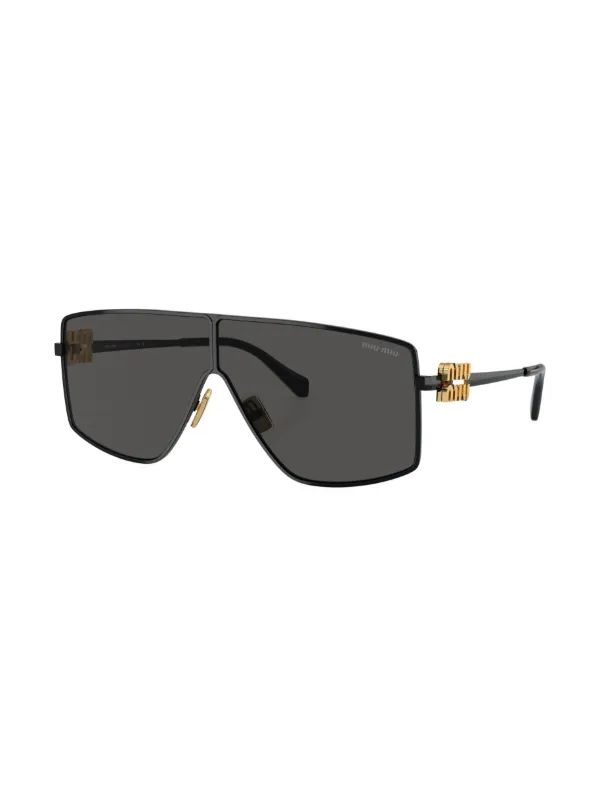 Miu Miu Eyewear shield-frame Sunglasses | Black | FARFETCH PT display picture 3