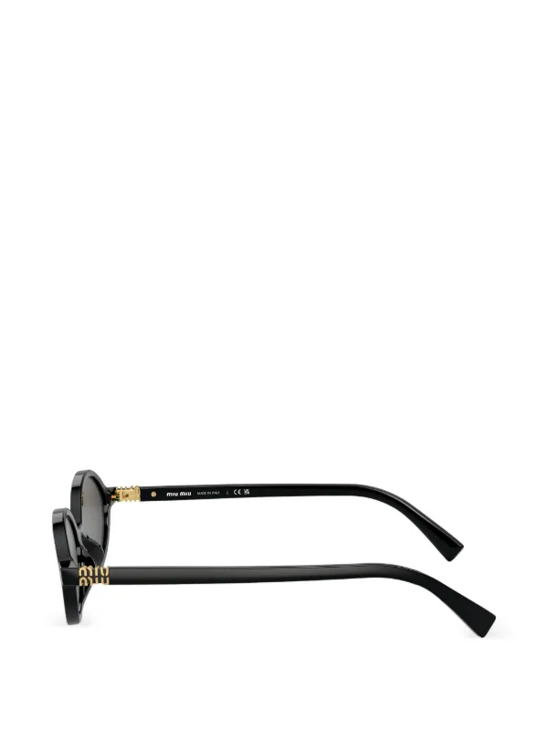 Miu Miu Eyewear logo-lettering Sunglasses | Black | FARFETCH