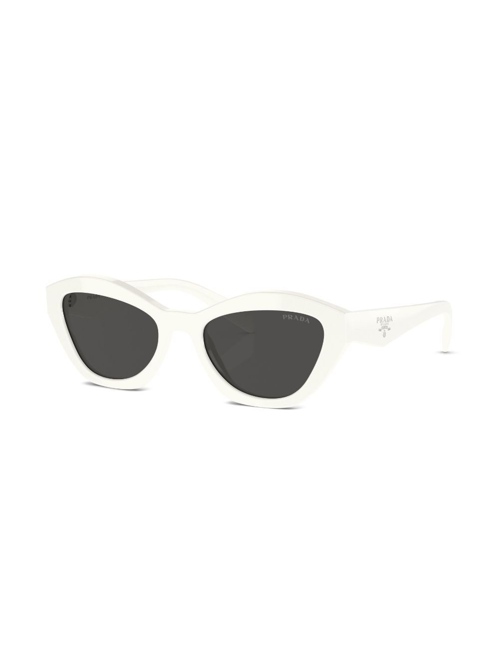 Shop Prada Logo-lettering Cat-eye Sunglasses In White