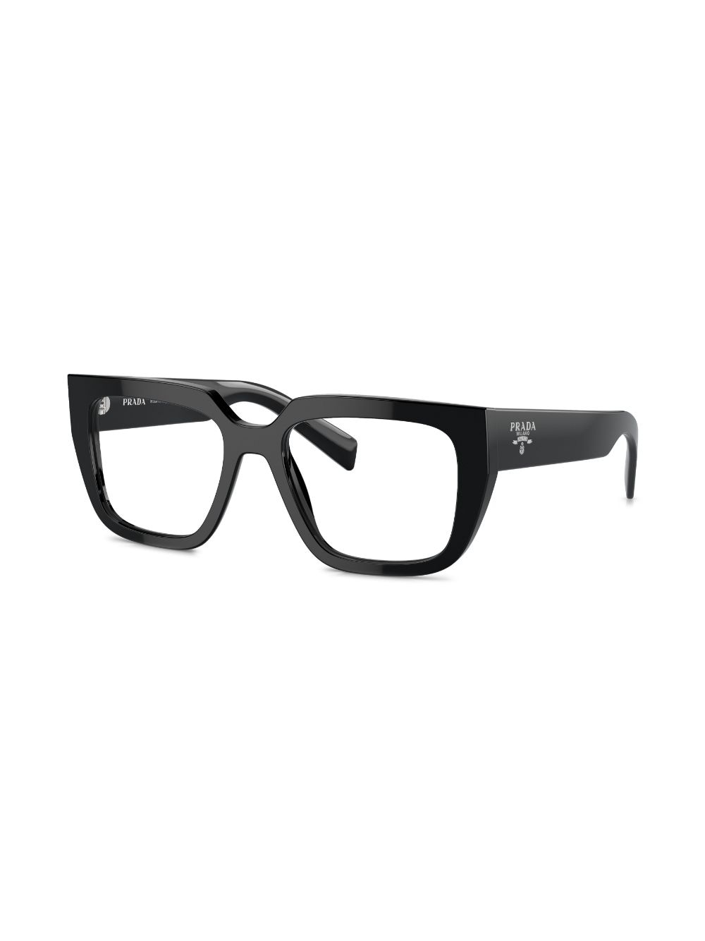 Shop Prada Logo-lettering Square Glasses In Schwarz