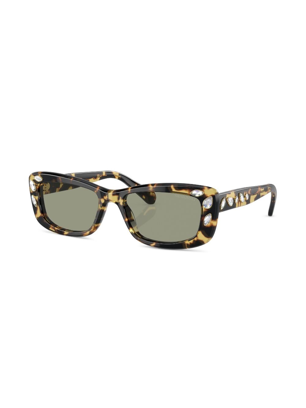 Shop Swarovski Tortoiseshell Rectangle-frame Sunglasses In Brown