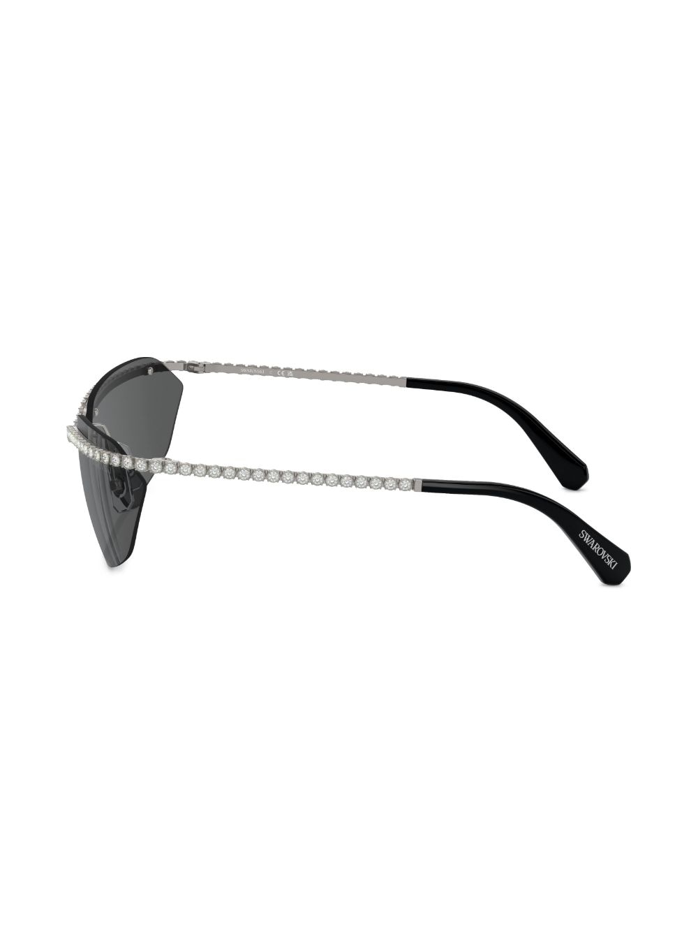 Shop Swarovski Pavé-band Rectangle-frame Sunglasses In Black