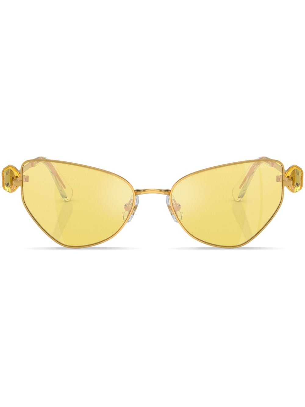 Swarovski Hinged Crystal-embellished Cat-eye Sunglasses In Gold
