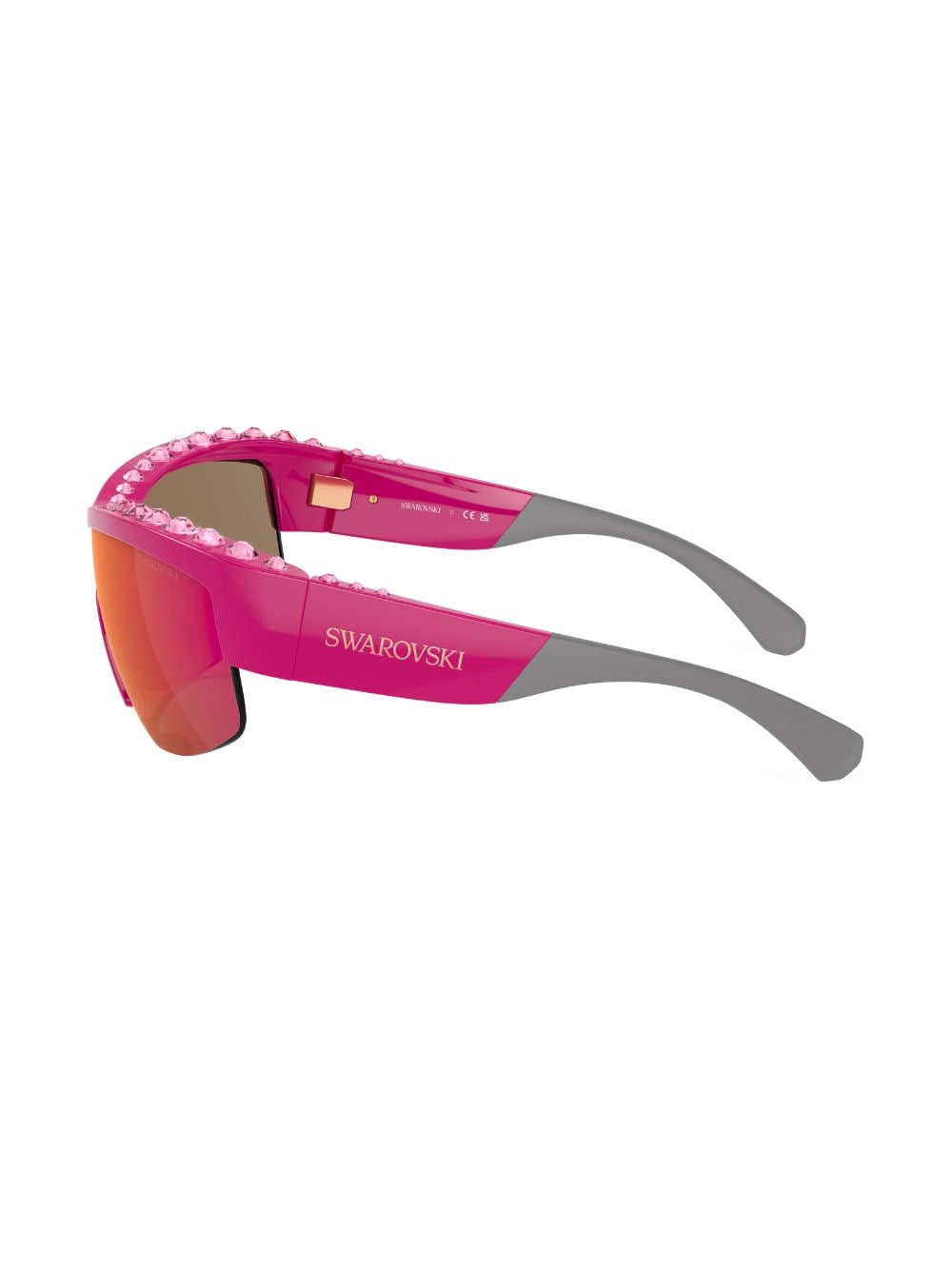 Shop Swarovski Pavé Crystal-embellished Mask-frame Sunglasses In Pink