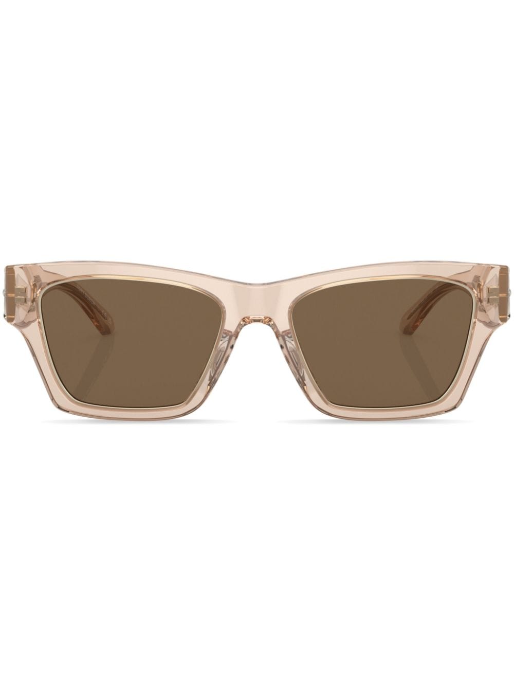 Shop Tory Burch Trace Transparent Rectangle-frame Sunglasses In Brown
