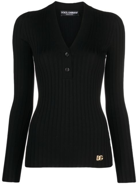 Dolce & Gabbana logo-plaque wool-blend top Women