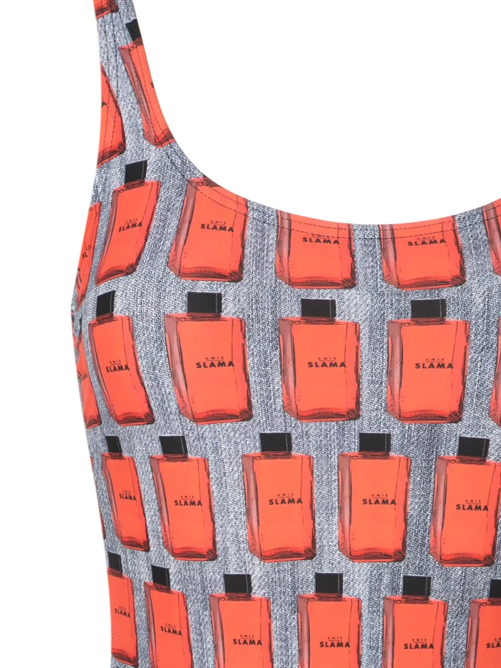 Shop Amir Slama Illustration-print Open-back Swimsuit In Orange