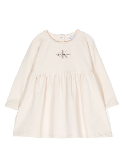 Calvin Klein Kids logo-print long-sleeve cotton dress